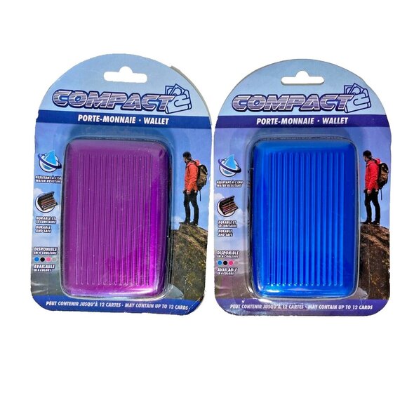 Lot of 2 Compact Protection Wallets Blue & Purple Identity Theft Protection - Picture 1 of 6